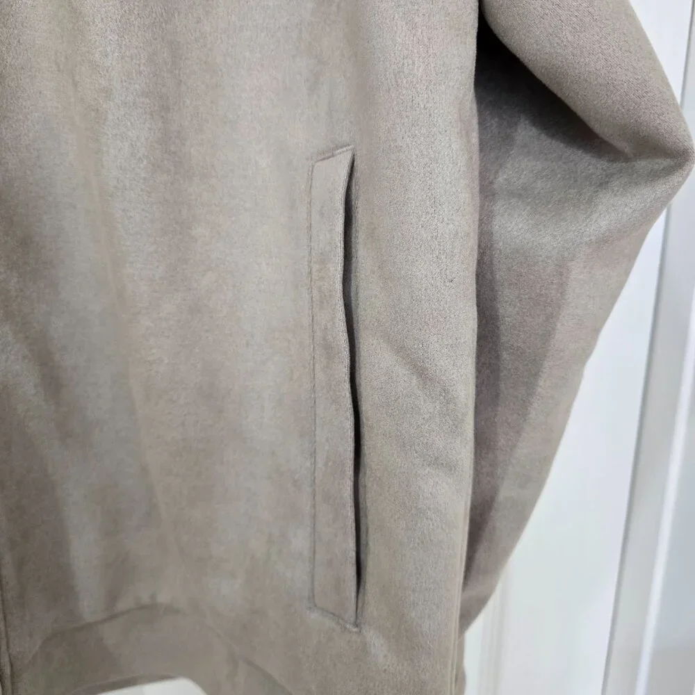 New Robert Graham Vegan Suede Bomber Jacket‎ Zip Front Taupe Large MSRP $248 NWT